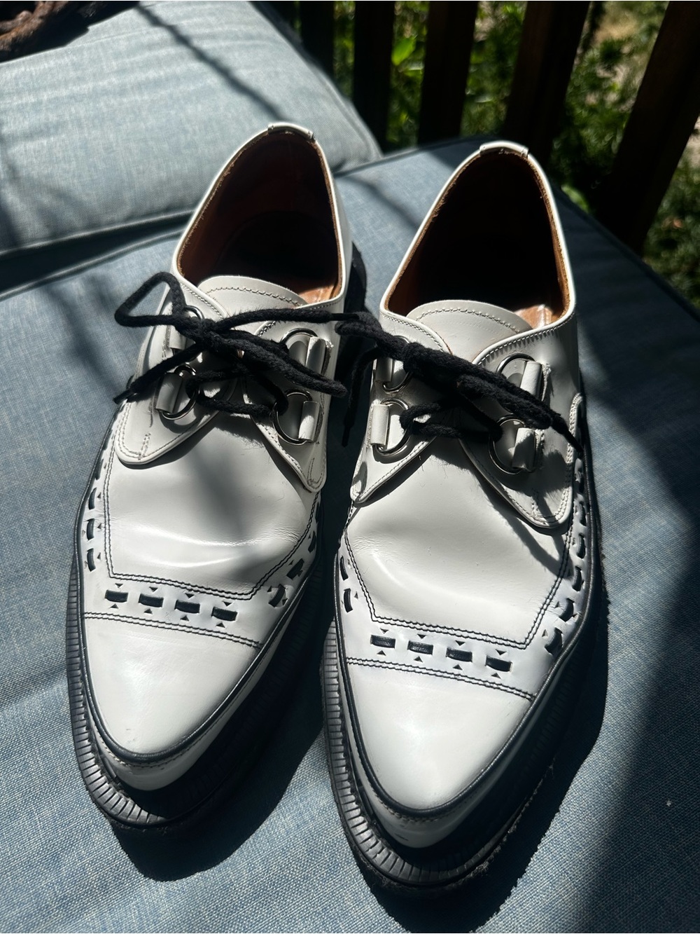 George Cox Made in England White Leather Creeper Shoes – UK Size 10 / US Size 11
